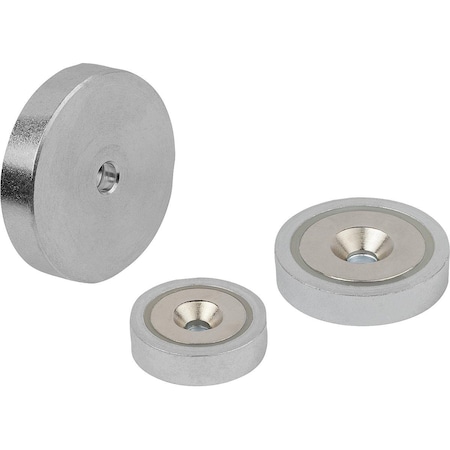Kipp Magnet Shallow Pot Magnet H=7, Form:D Ndfeb, Round, Comp:Steel, D1=4, 5, D=25 K1393.25